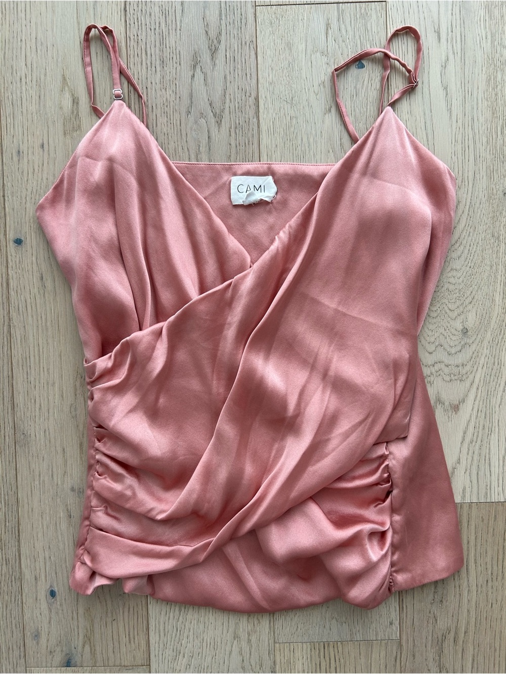Cami NYC Silk Draped V-Neck Cami - Rose Pink